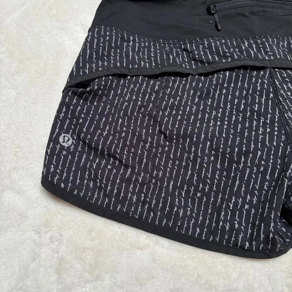 Lululemon Womens Speed Shorts Size 6 Manifesto Pinstripe Black White Rare - Picture 5 of 8